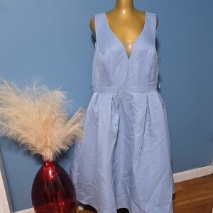 Sleeveless Light Blue V-Neck Women's Dress